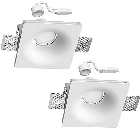 ledscom.de Gips Einbaustrahler GIDS DIY inkl. GU10 Lampe je 450lm warm-weiß 2er Set