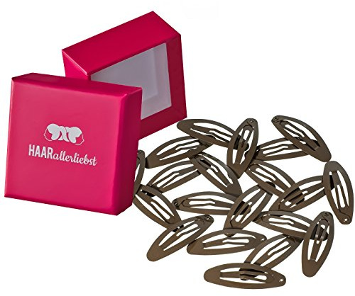 Haarallerliebst Haarspangen Oval für Kinder & Damen – 20 Stück in Braun (5 cm) inkl. Aufbewahrungsbox pink – Ideal für normales Haar