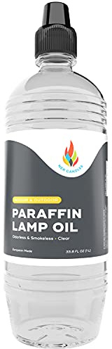 The Dreidel Company Liquid Paraffin Lamp Oil - 1 Liter - Smokeless, Odorless, Ultra Clean Burning Fuel for Indoor and Outdoor Use (Clear) (Single)