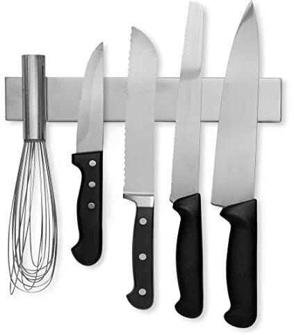 Modern Innovations 10 Inch Stainless Steel Magnetic Knife Bar with Multipurpose Use as Knife Holder, Knife Rack, Knife Strip, Kitchen Utensil Holder, Tool Holder, Art Supply Organizer, Home Organizer