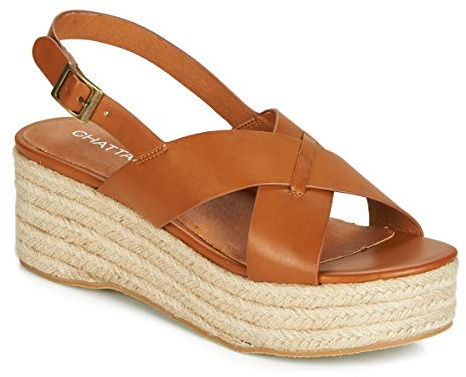 CHATTAWAK FEMME SANDALE COMPENSEE PAILLE CAMEL, 39