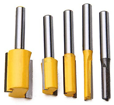 Two Flute Straight Router Bits BE-TOOL 5PCS 1/4 Shank Straight & Dado Router Bit Set for Woodworking Groove Chisel bits -1/4, 3/8, 1/2, 5/8, 3/4