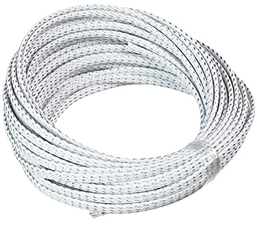 Othmro Pet Manchon tressé flexible en PET à mâcher pour câbles et organiseurs – Pour TV, audio, PC, câbles d'ordinateur – 10 m de long – 0,4 cm de large – Blanc argenté