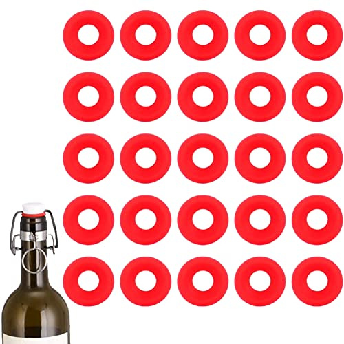 Bouteilles Embouteillage Joints En Silicone, 25 Pcs Rouge Silicone Grolsch Joints pour Swing Flip Top Bouteille Maison Brew Bière Bouteilles Joints