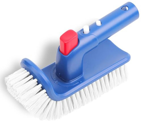POOLWHALE Pool Step & Corner Brush,180 Degree Rotation Handle Scrub Brush,for Above Ground & Inground Swimming Pools, Spas & Hot Tubs, Fine Bristles