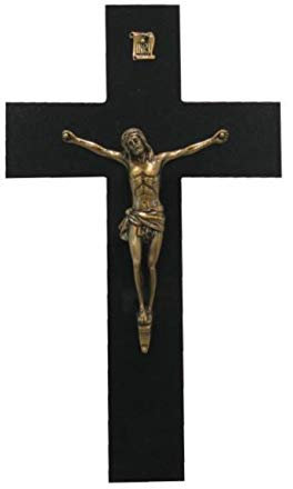 Funelior Plaque Funéraire Granit  Croix avec crucifix  | Plaque funéraire Personnalisable | Taille 60 cm | Composite - Granit - Tarn | Plaque Mortuaire Personnalisable | Marque Française