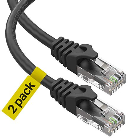 Ultra Clarity Cables Cat6 Ethernet Cable, 6 Feet (2 Pack) LAN, utp Cat 6, RJ45, Network Cord, Patch, Internet Cable - 6 ft - Black