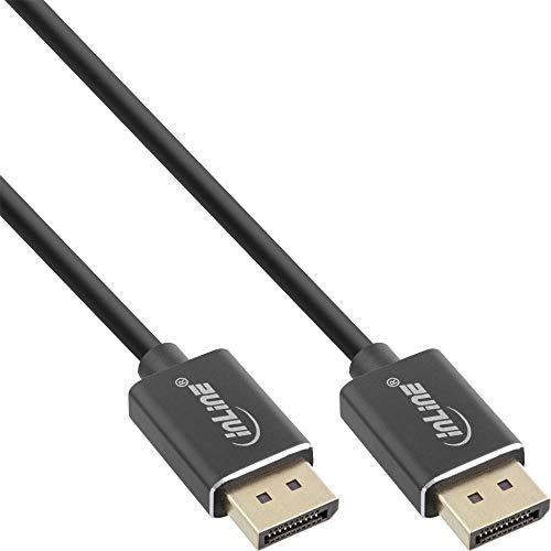 InLine® DisplayPort 1.4 Kabel Slim, 8K4K, schwarz, vergoldete Kontakte, 3m