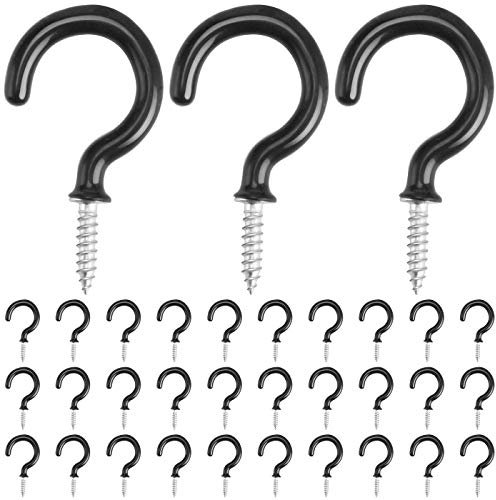 Drado 30pcs Ganci a Vite, Rivestimento in Plastica, Ganci per Soffitto del Giardino della Cucina del Bagno - 1/2'' Nero