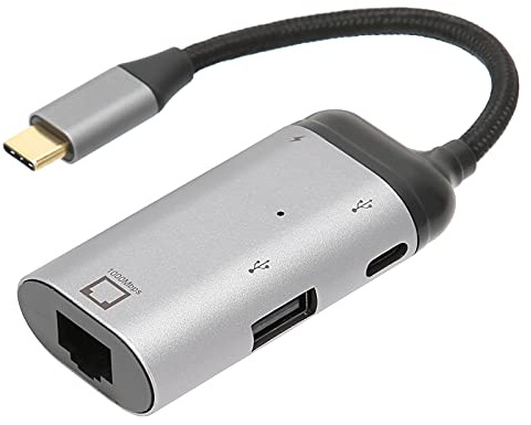 Adaptador USB C a Ethernet, Tipo-C a RJ45 / 65W PD/Tipo-C / USB2.0 Adaptador de Red LAN Gigabit Ethernet 10/100 / 1000Mbps, para Pro Air 2019/2018/2017, etc.