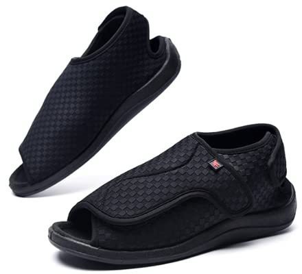 IBLUELOVER Chaussures Diabétiques Femmes Pantoufle de Rééducation Orthopédique pour âgées Pieds Enflé Gonflée Swollen Chaussons Réglable Ouvert Scratch Fermeture Eté Sandale Soulagement Douleur