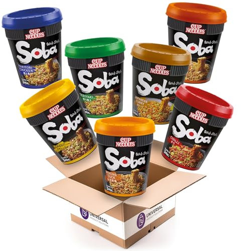 Universal Product Solutions Nissin Pot Noodles, Custom Pack of 8 Ramen & Soba Noodle Cups / Select 4 Flavours, Receive 2 Cups of Each Choice