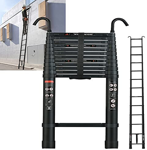 Escalera Telescopia Multifunción 5 m de Aluminio Andamio Aluminio Telescopio con Gancho, Compacta Escalera Recta Larga para Escalar en el Trabajo Doméstico, Peso Máximo 150 kg/330 lbs