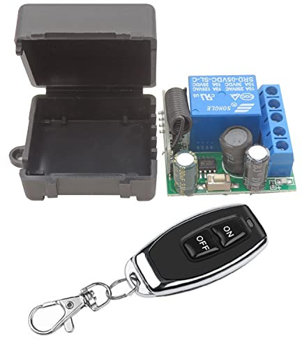 DieseRC Wireless Remote Control Switch 433Mhz 5V 12V 24V 1 Channel Radio Control Relay Receiver with 1 Transmitter Keyfobs Potential-Free Contacts Relay Controller