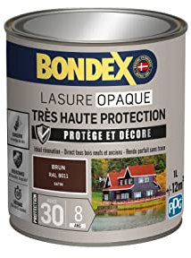 BONDEX - Deckende Lasur mit sehr hohem Schutz – schützt und dekoriert – direkt für alle Hölzer – perfektes Ergebnis ohne Spuren – 1 l, Braun