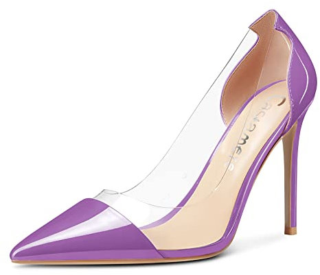 Castamere Donna Alto High Tacco Heel Spillo Clear Slip-on Pumps Chiusa a Punta Cute Classico da Matrimonio Scarpe 10 CM Heels Viola 39 EU