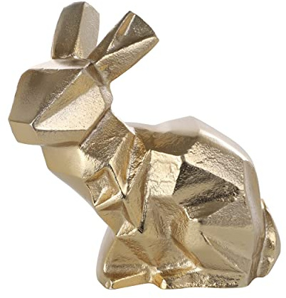 EGLO LIVING Dekofigur Hase Nolalu, Elegante Zimmerdeko, Dekoration für Wohnzimmer, Tischdeko aus Metall in Messing, Osterdeko Osterhase, 17,5 cm
