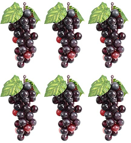 Luckforest Artificial Grapes, 6Pcs Agate Red Simulation Frosted Grape Clusters for Vintage Wedding Favor Wine Decor Faux Fruit Props Grape Vines Garland Decorations