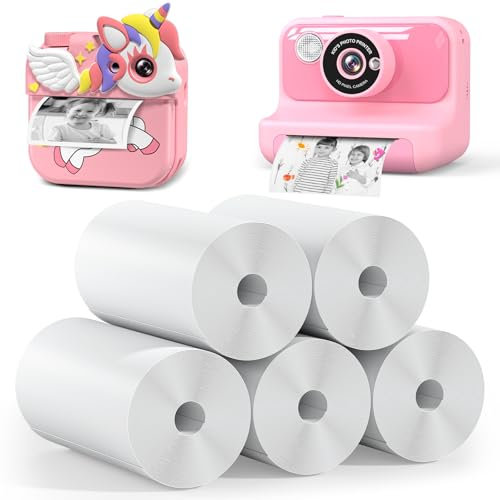 5 Rolls Kids Camera Printing Paper, Zero Ink Refill Photo Printer Paper Compatible with Most Kids Camera Instant Print,Refill Print Paper for Kids Camera (Length: 2.16 inch. Width: 1.1 inch)