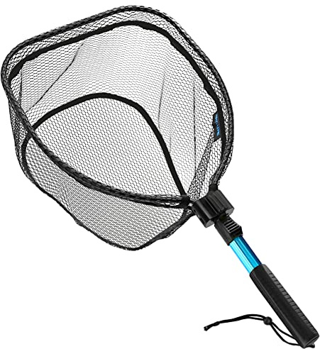 KOMCLUB Red de pesca de aluminio, antideslizante, plegable para agua dulce y salada, accesorios de pesca para adultos y niños, 63 cm