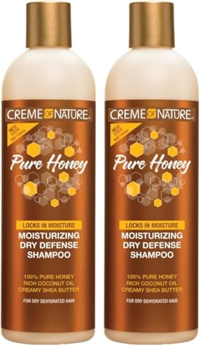 Creme of Nature - Pure Honey - Shampoing Hydratant et Nourrissant à base d'Huile de Coco, Beurre de Karité et Miel - Soin des Cheveux Bouclés Frisés Crépus - Sans Sulfates - Flacon de 355ml (Lot de 2)
