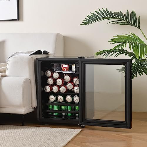 kubeier Mini frigo 55L, Congélateur 3L + Frigo 52L, Peut contenir jusqu'à 31 canettes de Limonade, Eau, bière ou vin. Fonctionnement Silencieux, système de Refroidissement de compresseur