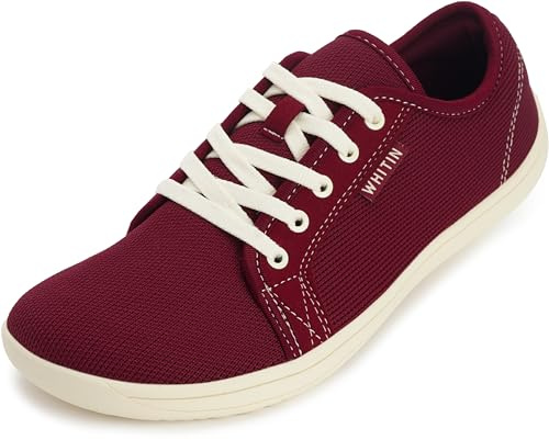 WHITIN Women's Barefoot Shoes Minimalist Wide Width Toe Box Fashion Sneakers Zero Drop Size 9 Road Running Gym Cute Trail Nurse Walking Drving Workout W81 Flat Red 40