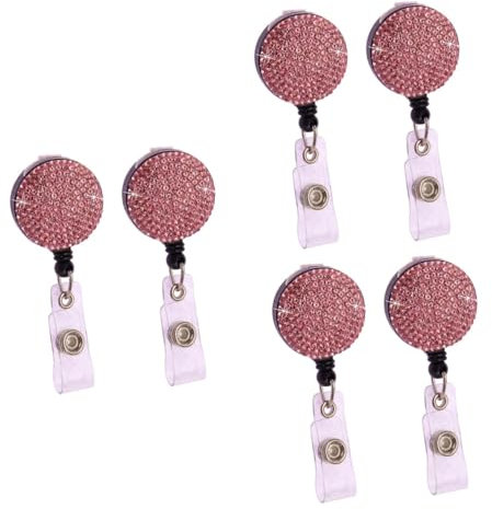 NUOBESTY 6stücke Strass Ausziehbare Runde Ausweishalter Mit Abs-riemen Für Id-karten Und Namensschilder Kreative Badge Clips Für Beruf Und Freizeit