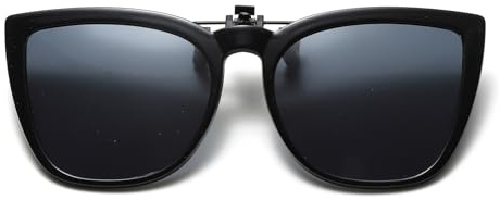 Long Keeper Sonnenbrillen Aufsatz Brille, Katzenaugen Clip On Sonnenbrille Damen Polarisiert Vintage Cateye Sonnenbrille Zum Aufstecken für Damen, 52MM