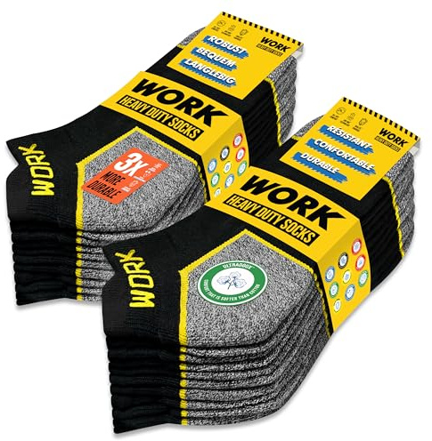 SOXCO 10 Pares Calcetines Tobilleros Hombre Trabajo Calcetines Cortos WORK Socks, 43-46