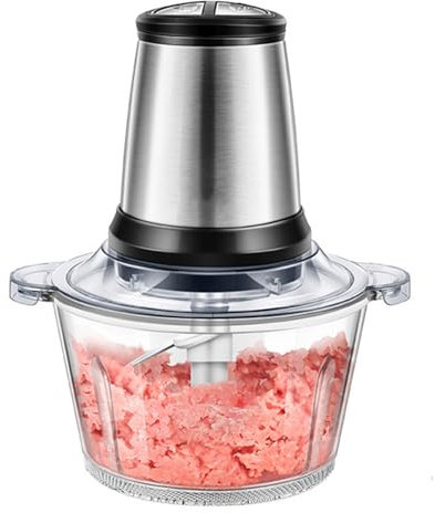 Tritatutto elettrico mini da 2 l, 500 W, 2 livelli di velocità, tritatutto multiuso, contenitore in vetro per carne, alimenti per bambini, frutta, verdura