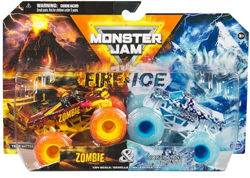 Monster Jam 2024 Fuoco e Ghiaccio 1:64 Diecast Monster Truck 2-pack Zombie & Northern Nightmare