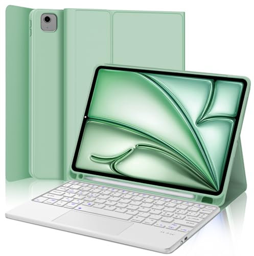 JADEMALL Tastiera con Trackpad per iPad Air 11 M2/M3 2024/2025, Italiano ‎QWERTY Tastiera Bluetooth Staccabile con Touchpad per iPad Air 11 Pollici M3/M2 2025/2024, Verde chiaro