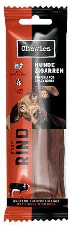 Chewies Hundezigarre, Getreidefrei, Ohne Zuckerzusatz, für Hunde Aller Altersklassen, hoher Proteingehalt (75g (1 Packung), Rind)