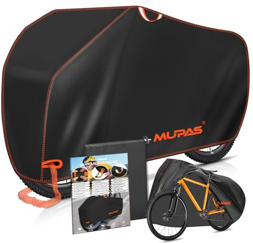 MUPAS Fahrradabdeckung Wasserdicht, 210D Oxford-Gewebe Wetterfeste Fahrradgarage, 200 x 110 x 70 cm Fahrradplane Outdoor, Wasserdicht, Reißfest, Staubdicht, Fahrradhülle mit Schlossführung und Beutel