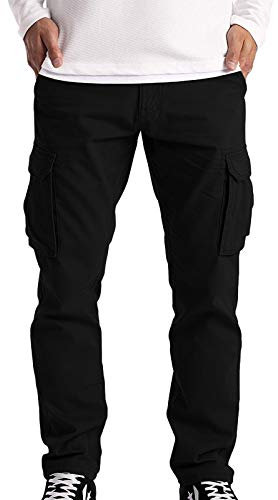 Générique Pantalon Cargo Homme Randonnée Treillis Militaire Homme Tactique Pantalon de Travail Homme avec Poches Multifonctions Cargo Jogging Pants Pantalon Noir Stretch Homme 54