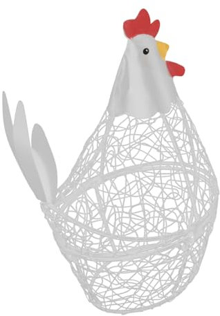 AUTSUPPL Iron Art Hen Shaped Egg Storage Basket Mesh Wire Egg Holder for Kitchen Countertop Collecting and Storing Fruits Vegetables