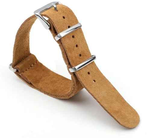 EcLusE Weiches Wildleder-Retro-Armband aus echtem Leder, Sportarmband, Uhrenarmband, Uhrenzubehör,Hellbraun,18mm