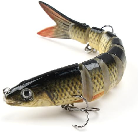 Leurres de Pêche Bioniques, Leurres de Pêche Multi Articulé Bionic à Couler Lent au Brochet, Leurre Peche Carnassier pour Bar, Perche, Truite, Appâts de Natation en Eau Douce et Salée (B)