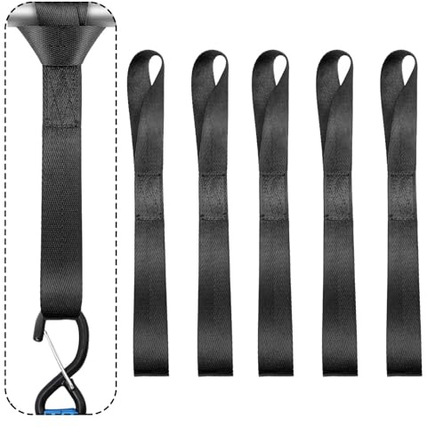 GisWell 6 Stück Doppelschlaufen Zurrschlaufen 200x25mm Zurrschlaufen Set 500kg Belastbarkeit für Motorradtransport, Fahrräder, Strandmotorräder Schwarz