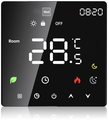 Thermostat de Chauffage au Sol, Thermostat D'ambiance Thermostat de Chauffage électrique Intelligent WiFi écran Tactile Commande Vocale Programmable (Chauffage Électrique)