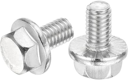 QUARKZMAN 25 stycken M6 x 10 mm hexagon flänsskruv, 304 rostfritt stål fläns sexkantiga skruvar för hushåll, maskinverktyg, silver