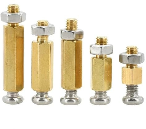 Messing Sechskant-Abstandhalter M2 M3 M4 M5 M6 Kreuzkopfschrauben Muttern und Abstandshalter für Leiterplatten, Stützsäulen, Rack-Karten, Stiftabstandshalter (8mm, M3(Thread 3mm)10Pcs)