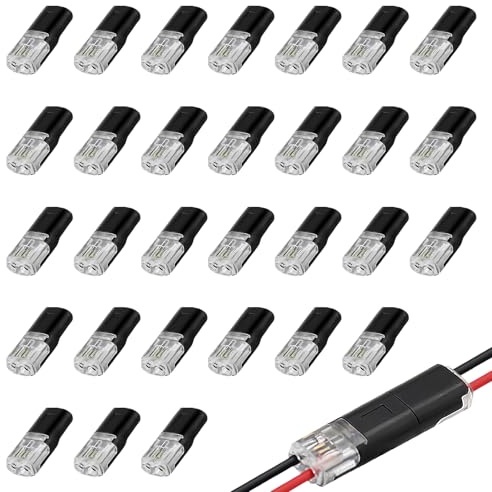 30 Piezas conectores electricos rapidos, conexion rapida electrica 18-22 AWG, conector electrico rapido para Automoción y Hogar, Terminal de Empalme Duradero y Reutilizable, Terminal en H