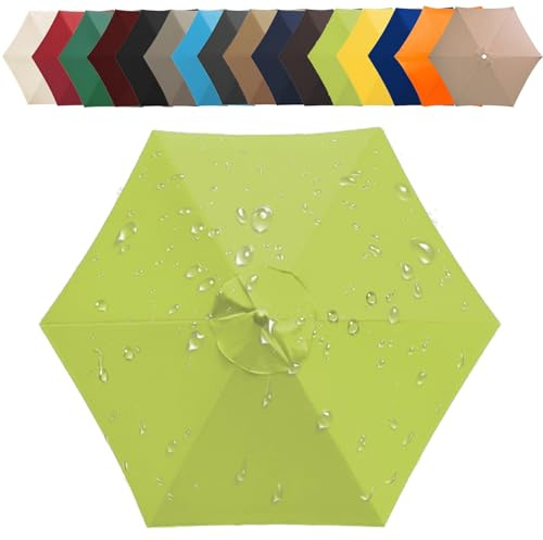 CMJYMX Toile De Rechange pour Parasol 200/250/270/300/350 CM + 6/8 Baleines Toile De Parasol Déporté, Auvent De Rechange pour Parasol De Terrasse(Grass Green,6 Ribs: 300CM/9.8FT)