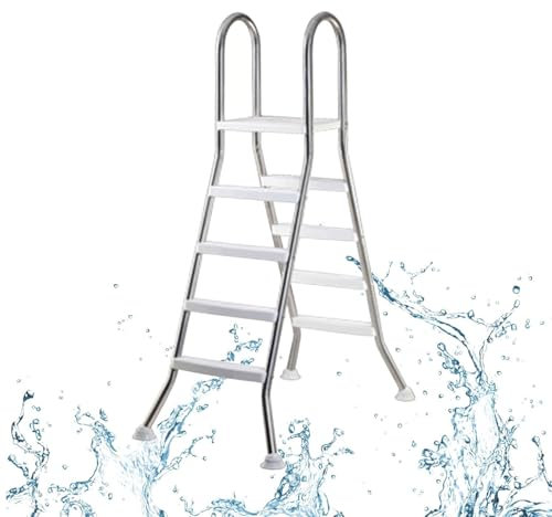 AIBOTY Above Ground Swimming Pool Ladder 33/43/53/63 Inch High Corrosion-Resistant Stainless Steel Frame with Heavy Duty Plastic Double Sided Steps, Load Capacity 550 Lb,4 Step