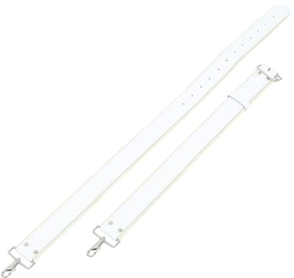 TOYANDONA Verstellbarer Snare Drum Gurt mit Langer Metallhaken Befestigung aus Rindsleder und Filz Weiß Zubehör für Schlaginstrumente