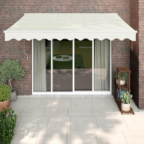 Tenda da Sole Elettrica con Telecomando, 3.5x2.5m Color Crema, Tessuto Poliestere UV e Struttura in Alluminio, per Balcone Terrazza Giardino, Ombreggiatura Automatica