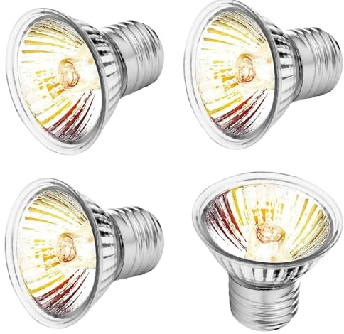 yotutun Lampadina Riscaldante Tartarughe, 4 Pezzi 50W Lampada per Tartarughe di Terra UVA UVB E27 Dimmerabile Lampada Retroilluminata Lampadina Riscaldante per Rettili Pulcini Acquario Lucertola