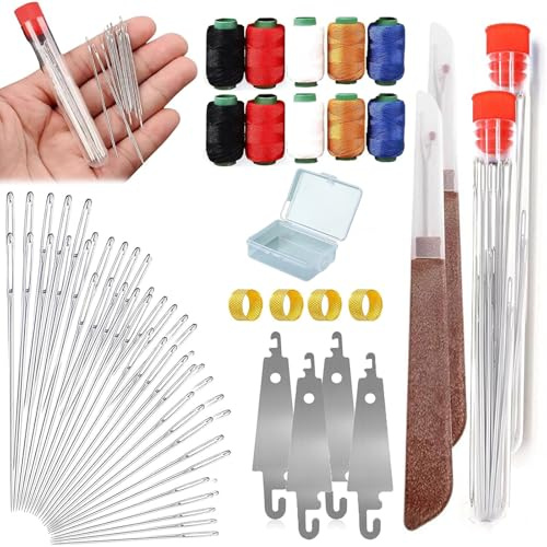 Kit De Costura, 2026 Nuevo Juego De Agujas De Coser Ojo Grande Acero, 37 PCS Set Portátil De Acero Inoxidable, Agujas Hilo Para Costura Manual DIY Reparación (36PCS*2)